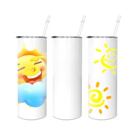 25pcs 20oz DIY Double Wall Stainless Steel Skinny Straight White Cups Sublimation Tumbler 25pc/Case