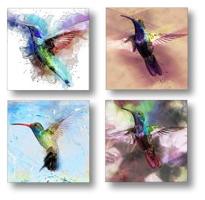 Set of 4 Coasters Hummingbirds