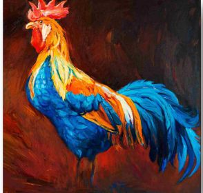 Set of 4 Coasters Chicken Painting Rooster