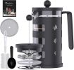 Small French Press Coffee Maker, with 4 Level Filtration System Borosilicate Glass Durable Stainless Steel Thickened Heat Resistant