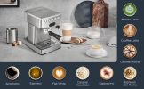 Espresso Machine; 20 bar espresso machine with milk frother for latte; cappuccino; Machiato; for home espresso maker; 1.8L Water Tank; Stainless Steel