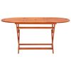 Folding Patio Table 63"x33.5"x29.5" Solid Eucalyptus Wood