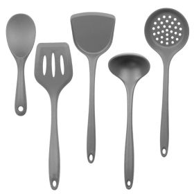 Silica gel spatula High temperature resistant silica gel kitchenware set Special silica gel spatula spoon for household frying pan (size: grey)