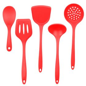 Silica gel spatula High temperature resistant silica gel kitchenware set Special silica gel spatula spoon for household frying pan (size: red)