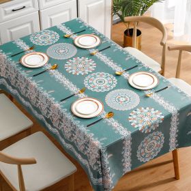 Benzhi Nordic embroidery printed tablecloth wholesale waterproof oil proof washfree rectangular pvc tablecloth table mat net red (colour: Splendid Flowers - Dark Green)