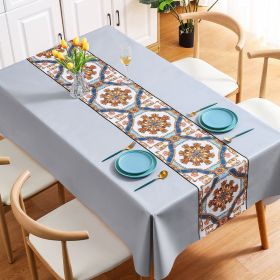 Benzhi Nordic embroidery printed tablecloth wholesale waterproof oil proof washfree rectangular pvc tablecloth table mat net red (colour: National New Wind - Yahui)