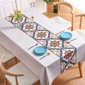 Benzhi Nordic embroidery printed tablecloth wholesale waterproof oil proof washfree rectangular pvc tablecloth table mat net red (colour: National New Wind - Beige)