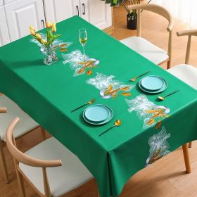 Benzhi Nordic embroidery printed tablecloth wholesale waterproof oil proof washfree rectangular pvc tablecloth table mat net red (colour: Yujin Liuxian Green)