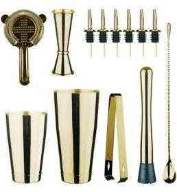 Wholesale Spot Stainless Steel Cocktail Blending Set Boston Blender Set Bar Supplies Bar Tools (colour: Boston Blending 13 Piece Set - Gold)