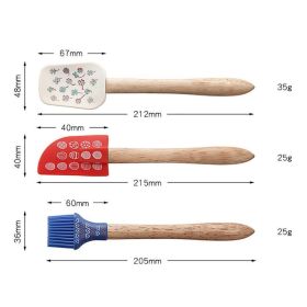 3pcs Cooking Tools Set Non-stick Cooking Spoon Spatula Ladle Brush Silicone Heat-Resistant Cream Scraper Kitchen Tools (Color: S)