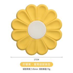 Flower Heat Resistant Silicone Mat Drink Cup Coasters Non-slip Pot Holder Table Placemat Kitchen Accessories Coasters Pads (Color: Yellow)