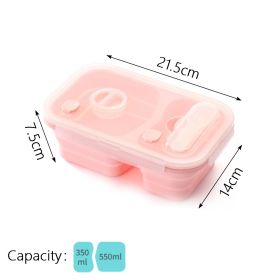 1360ml Silicone Collapsible Lunch Box 3Grid Lunch Bento Box Large Capacity Bowl Outdoor Portable Picnic Camping Folding Lunchbox (Color: pink 900ml)