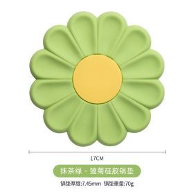 Flower Heat Resistant Silicone Mat Drink Cup Coasters Non-slip Pot Holder Table Placemat Kitchen Accessories Coasters Pads (Color: Green)