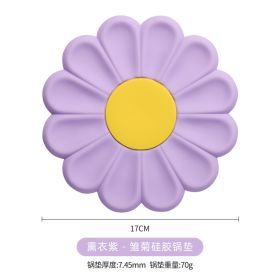 Flower Heat Resistant Silicone Mat Drink Cup Coasters Non-slip Pot Holder Table Placemat Kitchen Accessories Coasters Pads (Color: purple)