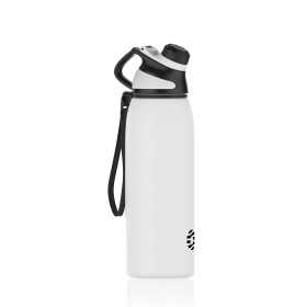 Healter 20oz Leakproof Free Drinking Water Bottle with Spout Lid for;  600ml Stainless Steel Sports Water Bottle for Fitness;  Gym and Outdoor Sports (Color: White)