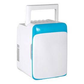 Portable Cooler Compact Mini Refrigerator For Bedroom Office Car Boat Dorm Skincare (Color: Blue & White)