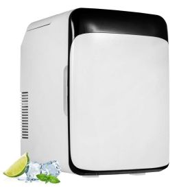 Portable Cooler Compact Mini Refrigerator For Bedroom Office Car Boat Dorm Skincare (Color: Black & White)