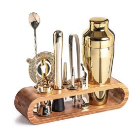 Bar Tools Cocktail Making 10-in-1 Cocktail Shaker Set Kit (Color: Gold)