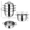 Kitchen Supplise Glass Lid Multi Tiers Kitchen Pan Cookware Stainless Steel Steamer Set